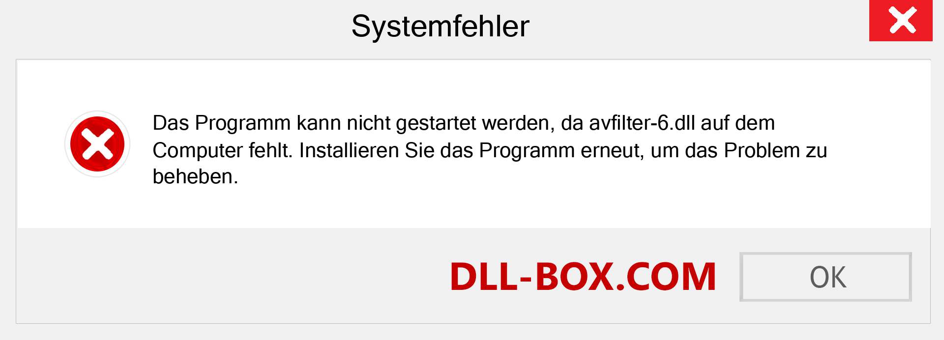 avfilter-6.dll-Datei fehlt?. Download für Windows 7, 8, 10 - Fix avfilter-6 dll Missing Error unter Windows, Fotos, Bildern