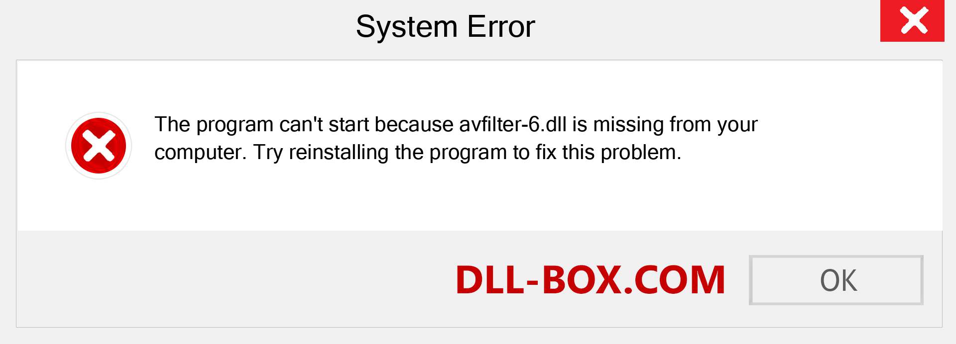  avfilter-6.dll file is missing?. Download for Windows 7, 8, 10 - Fix  avfilter-6 dll Missing Error on Windows, photos, images